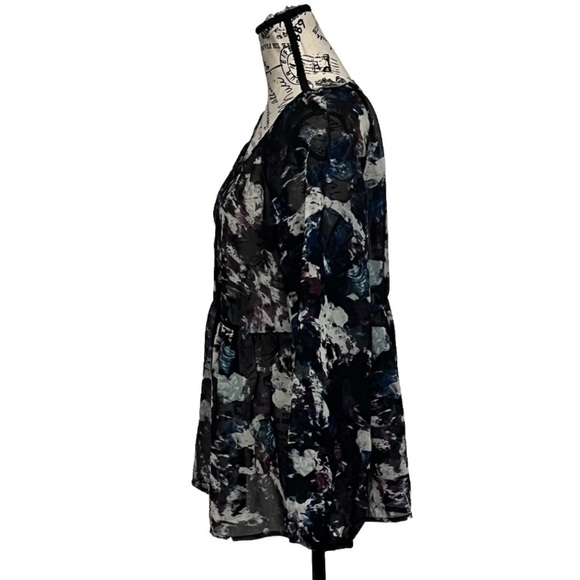 Nine West Vintage America Sheer Babydoll Blouse Women’s Medium Long Sleeve - Picture 4 of 11